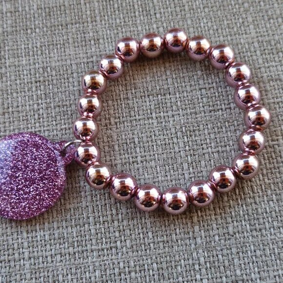 Girl Bracelet Set of 2 Purple and Gold Tone stretched Wrist Band Fashion Jewelry - Picture 6 of 11